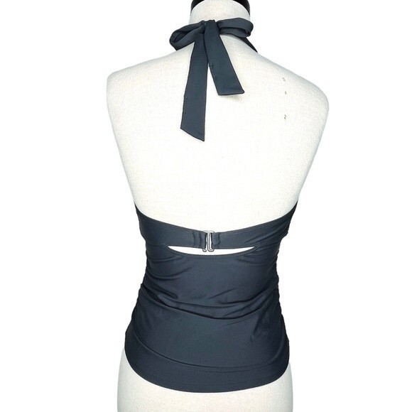 Athleta Tankini Swim Top sz 32 D/DD * Tara Halter Tie Neck Deep V Underwire - Picture 3 of 7